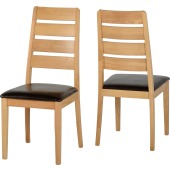 Logan Dining Chair Oak Varnish/Brown Pu